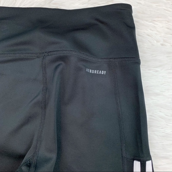 Adidas essential 3 stripe training biker shorts black white - Picture 10 of 10